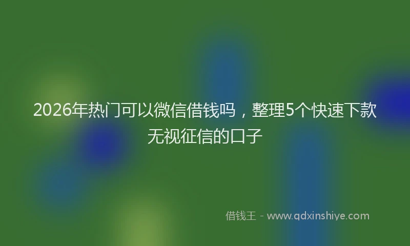 2026年热门可以微信借钱吗，整理5个快速下款无视征信的口子