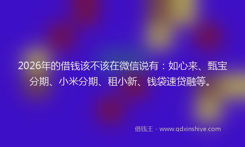 2026年的借钱该不该在微信说有：如心来、甄宝分期、小米分期、租小新、钱袋速贷融等。