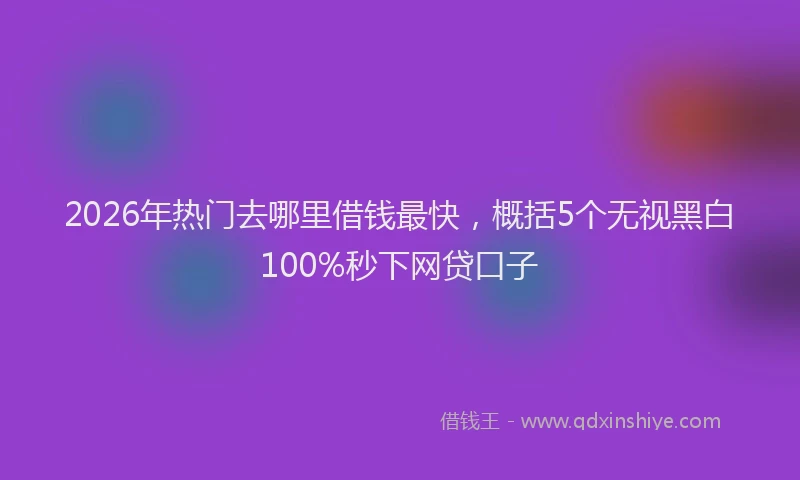 2026年热门去哪里借钱最快，概括5个无视黑白100%秒下网贷口子