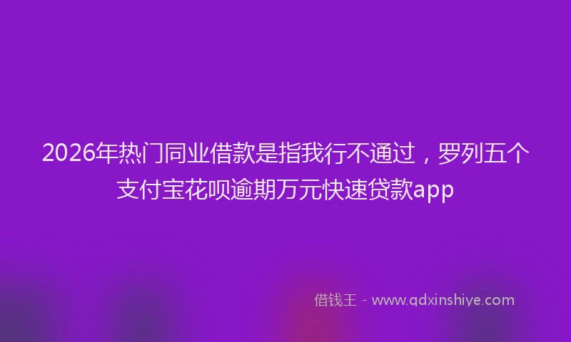 2026年热门同业借款是指我行不通过，罗列五个支付宝花呗逾期万元快速贷款app