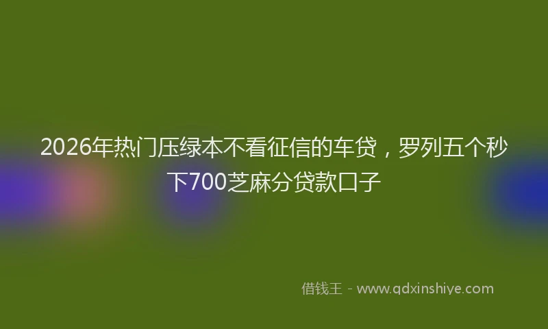 2026年热门压绿本不看征信的车贷，罗列五个秒下700芝麻分贷款口子