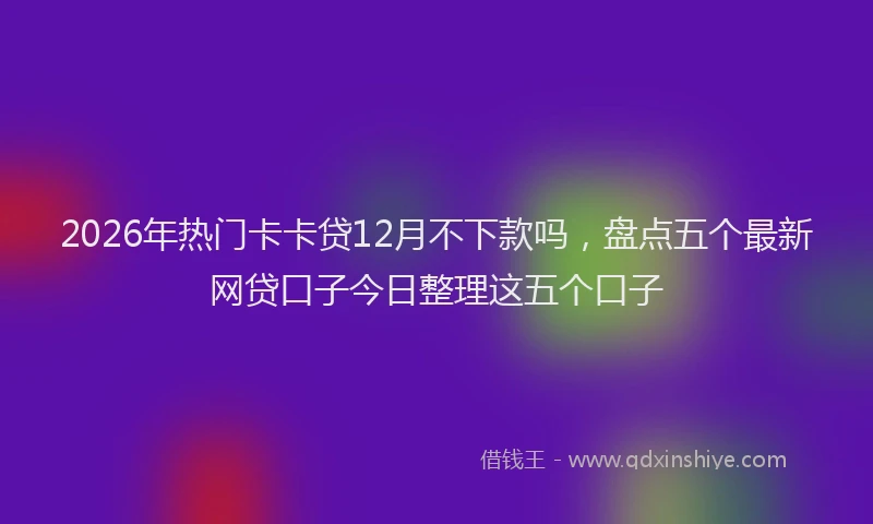 2026年热门卡卡贷12月不下款吗，盘点五个最新网贷口子今日整理这五个口子