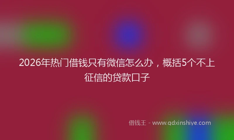 2026年热门借钱只有微信怎么办，概括5个不上征信的贷款口子