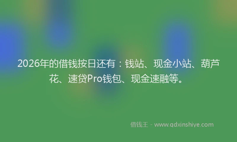 2026年的借钱按日还有：钱站、现金小站、葫芦花、速贷Pro钱包、现金速融等。