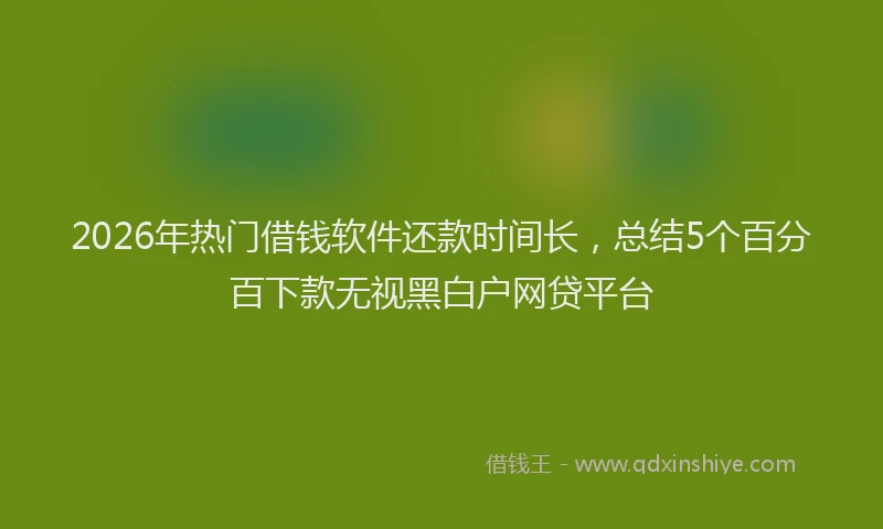 2026年热门借钱软件还款时间长，总结5个百分百下款无视黑白户网贷平台