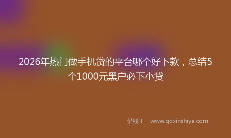 2026年热门做手机贷的平台哪个好下款，总结5个1000元黑户必下小贷