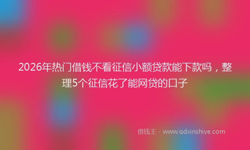 2026年热门借钱不看征信小额贷款能下款吗，整理5个征信花了能网贷的口子