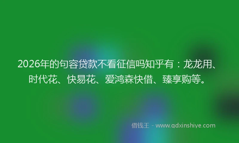 2026年的句容贷款不看征信吗知乎有：龙龙用、时代花、快易花、爱鸿森快借、臻享购等。