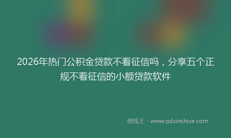 2026年热门公积金贷款不看征信吗，分享五个正规不看征信的小额贷款软件