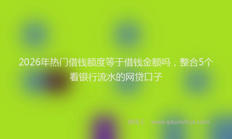 2026年热门借钱额度等于借钱金额吗，整合5个看银行流水的网贷口子
