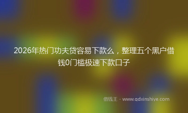 2026年热门功夫贷容易下款么，整理五个黑户借钱0门槛极速下款口子
