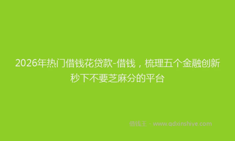 2026年热门借钱花贷款-借钱，梳理五个金融创新秒下不要芝麻分的平台