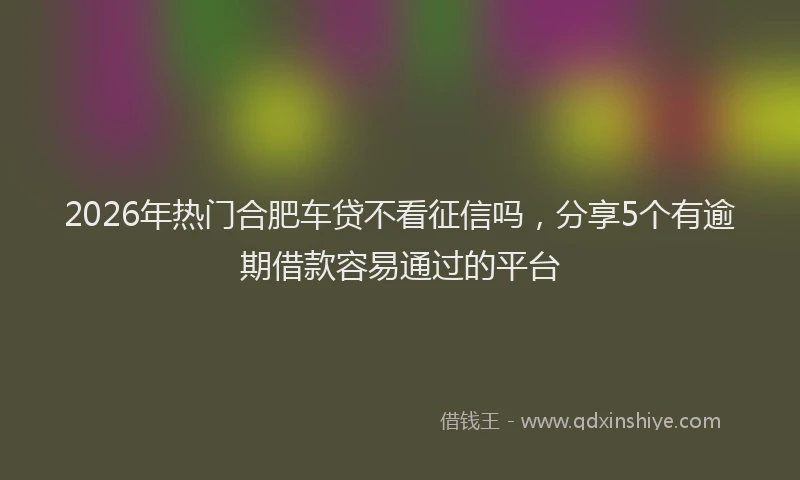 2026年热门合肥车贷不看征信吗，分享5个有逾期借款容易通过的平台