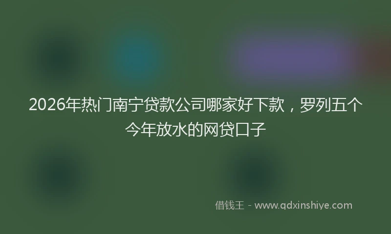 2026年热门南宁贷款公司哪家好下款，罗列五个今年放水的网贷口子