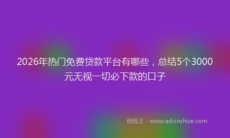 2026年热门免费贷款平台有哪些，总结5个3000元无视一切必下款的口子