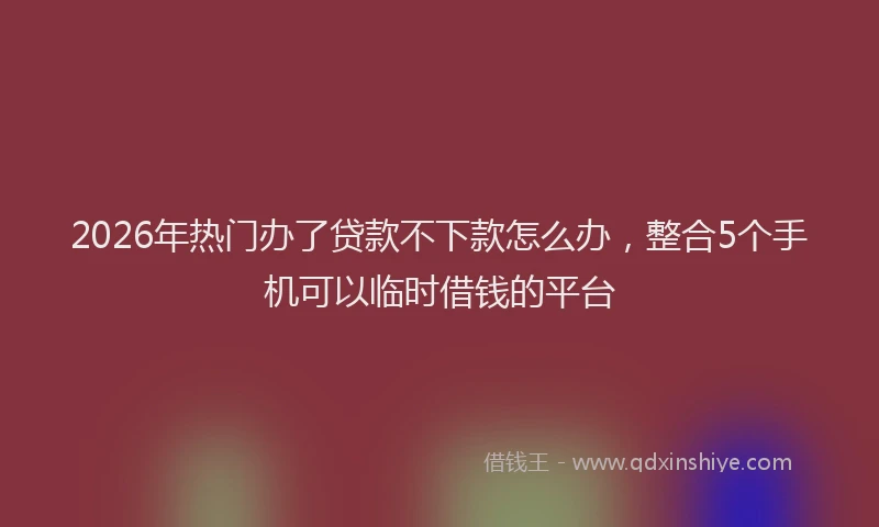 2026年热门办了贷款不下款怎么办，整合5个手机可以临时借钱的平台