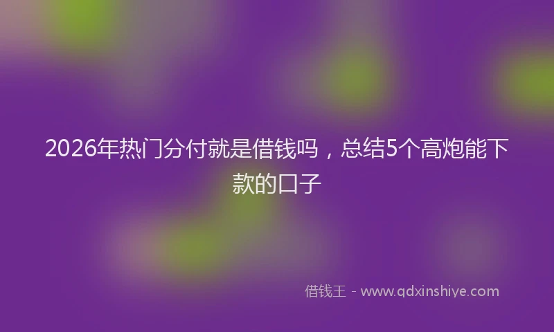 2026年热门分付就是借钱吗，总结5个高炮能下款的口子