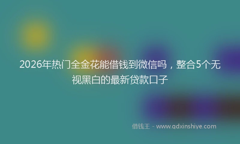 2026年热门全金花能借钱到微信吗，整合5个无视黑白的最新贷款口子