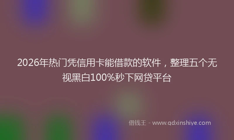 2026年热门凭信用卡能借款的软件，整理五个无视黑白100%秒下网贷平台