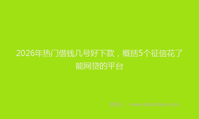 2026年热门借钱几号好下款，概括5个征信花了能网贷的平台