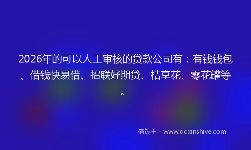 2026年的可以人工审核的贷款公司有：有钱钱包、借钱快易借、招联好期贷、桔享花、零花罐等。
