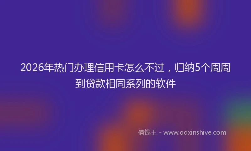 2026年热门办理信用卡怎么不过，归纳5个周周到贷款相同系列的软件