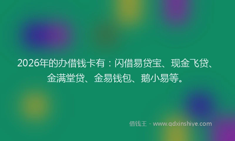 2026年的办借钱卡有：闪借易贷宝、现金飞贷、金满堂贷、金易钱包、鹅小易等。
