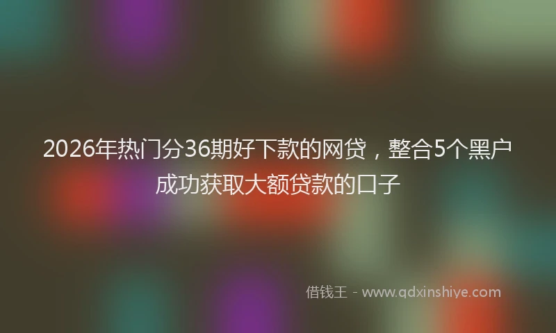 2026年热门分36期好下款的网贷，整合5个黑户成功获取大额贷款的口子