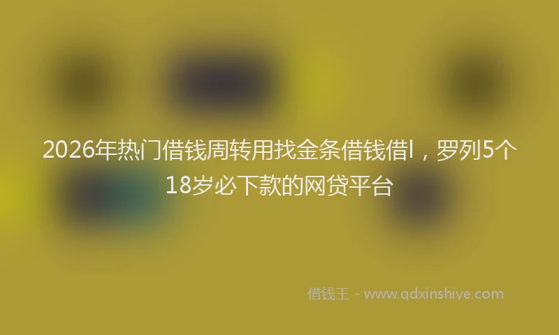 2026年热门借钱周转用找金条借钱借l，罗列5个18岁必下款的网贷平台