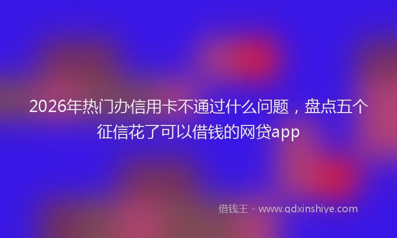 2026年热门办信用卡不通过什么问题，盘点五个征信花了可以借钱的网贷app