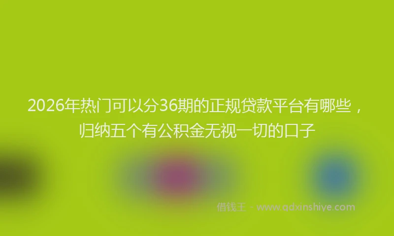 2026年热门可以分36期的正规贷款平台有哪些，归纳五个有公积金无视一切的口子