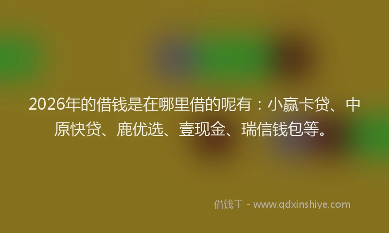 2026年的借钱是在哪里借的呢有：小赢卡贷、中原快贷、鹿优选、壹现金、瑞信钱包等。