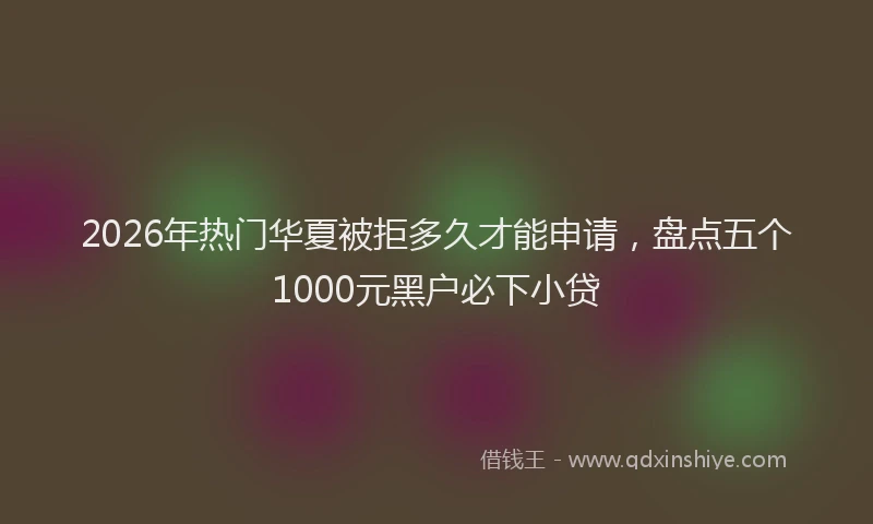 2026年热门华夏被拒多久才能申请，盘点五个1000元黑户必下小贷