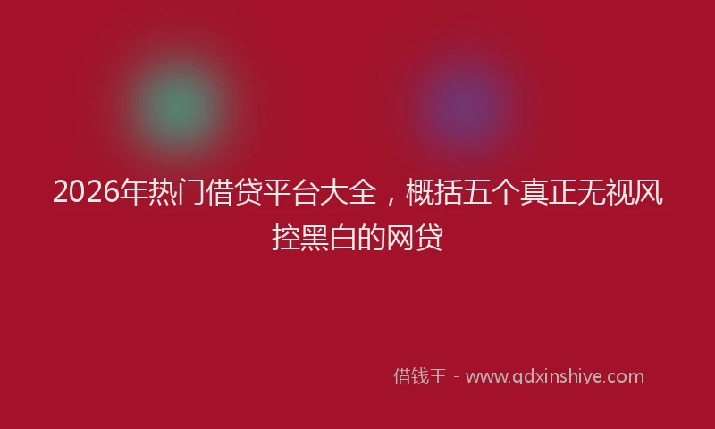 2026年热门借贷平台大全，概括五个真正无视风控黑白的网贷