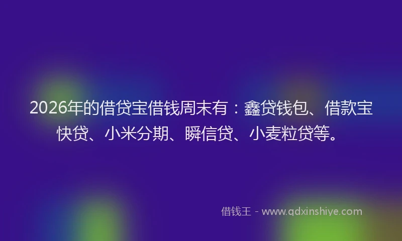 2026年的借贷宝借钱周末有：鑫贷钱包、借款宝快贷、小米分期、瞬信贷、小麦粒贷等。