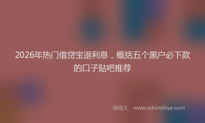2026年热门借贷宝退利息，概括五个黑户必下款的口子贴吧推荐
