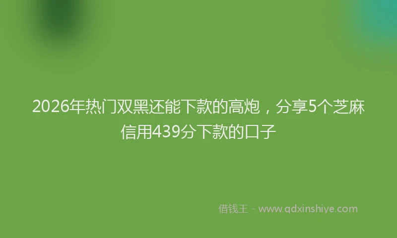 2026年热门双黑还能下款的高炮，分享5个芝麻信用439分下款的口子