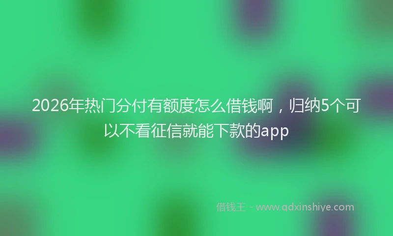 2026年热门分付有额度怎么借钱啊，归纳5个可以不看征信就能下款的app