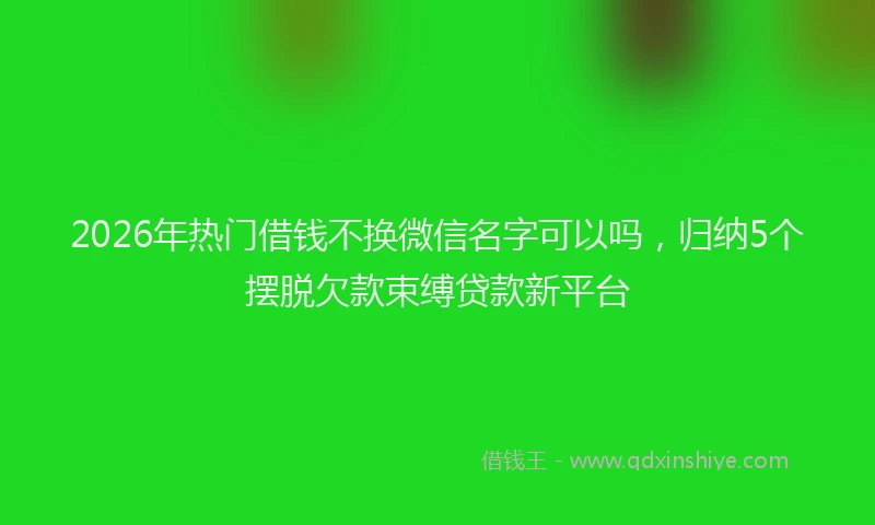 2026年热门借钱不换微信名字可以吗，归纳5个摆脱欠款束缚贷款新平台