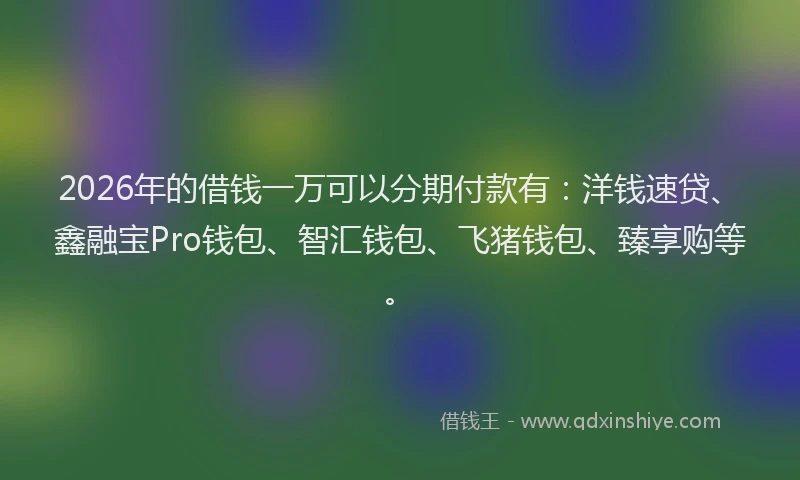 2026年的借钱一万可以分期付款有：洋钱速贷、鑫融宝Pro钱包、智汇钱包、飞猪钱包、臻享购等。