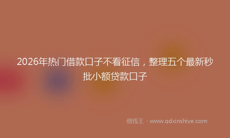 2026年热门借款口子不看征信，整理五个最新秒批小额贷款口子