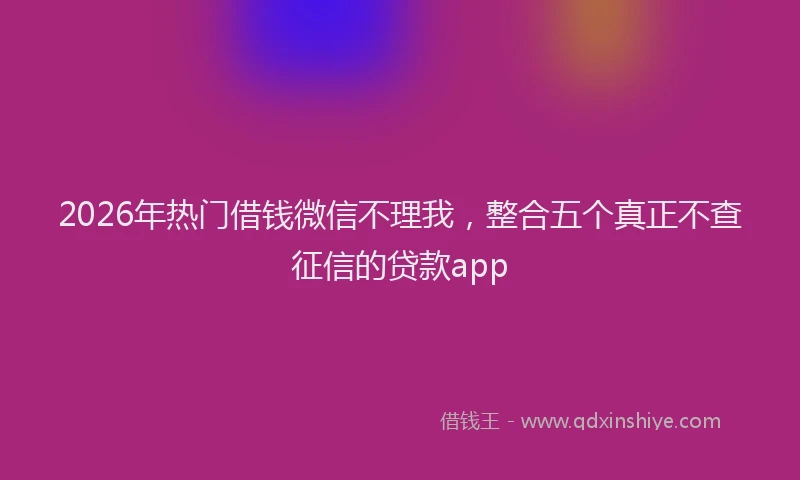 2026年热门借钱微信不理我，整合五个真正不查征信的贷款app