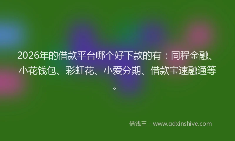 2026年的借款平台哪个好下款的有：同程金融、小花钱包、彩虹花、小爱分期、借款宝速融通等。