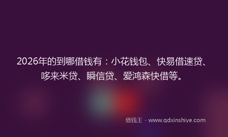 2026年的到哪借钱有：小花钱包、快易借速贷、哆来米贷、瞬信贷、爱鸿森快借等。