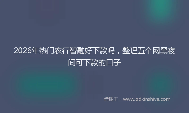 2026年热门农行智融好下款吗，整理五个网黑夜间可下款的口子