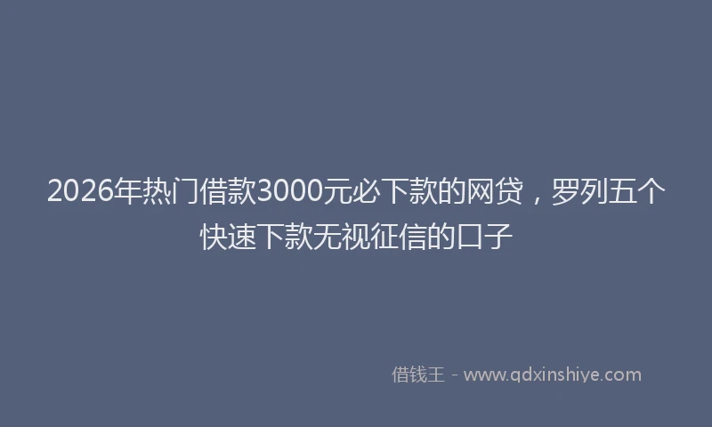 2026年热门借款3000元必下款的网贷，罗列五个快速下款无视征信的口子