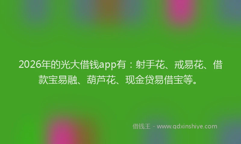 2026年的光大借钱app有：射手花、戒易花、借款宝易融、葫芦花、现金贷易借宝等。
