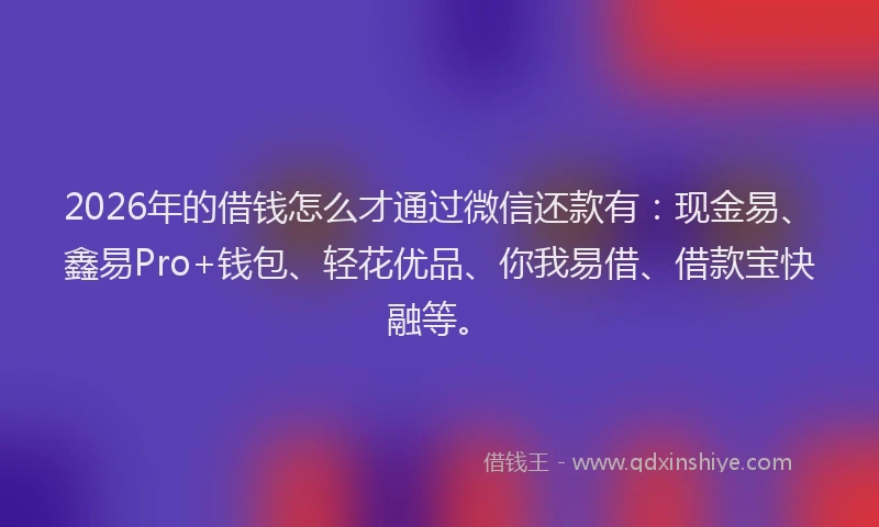 2026年的借钱怎么才通过微信还款有：现金易、鑫易Pro+钱包、轻花优品、你我易借、借款宝快融等。