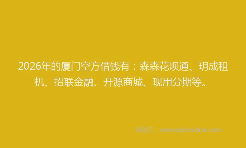 2026年的厦门空方借钱有：森森花呗通、玥成租机、招联金融、开源商城、现用分期等。