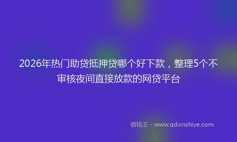2026年热门助贷抵押贷哪个好下款，整理5个不审核夜间直接放款的网贷平台